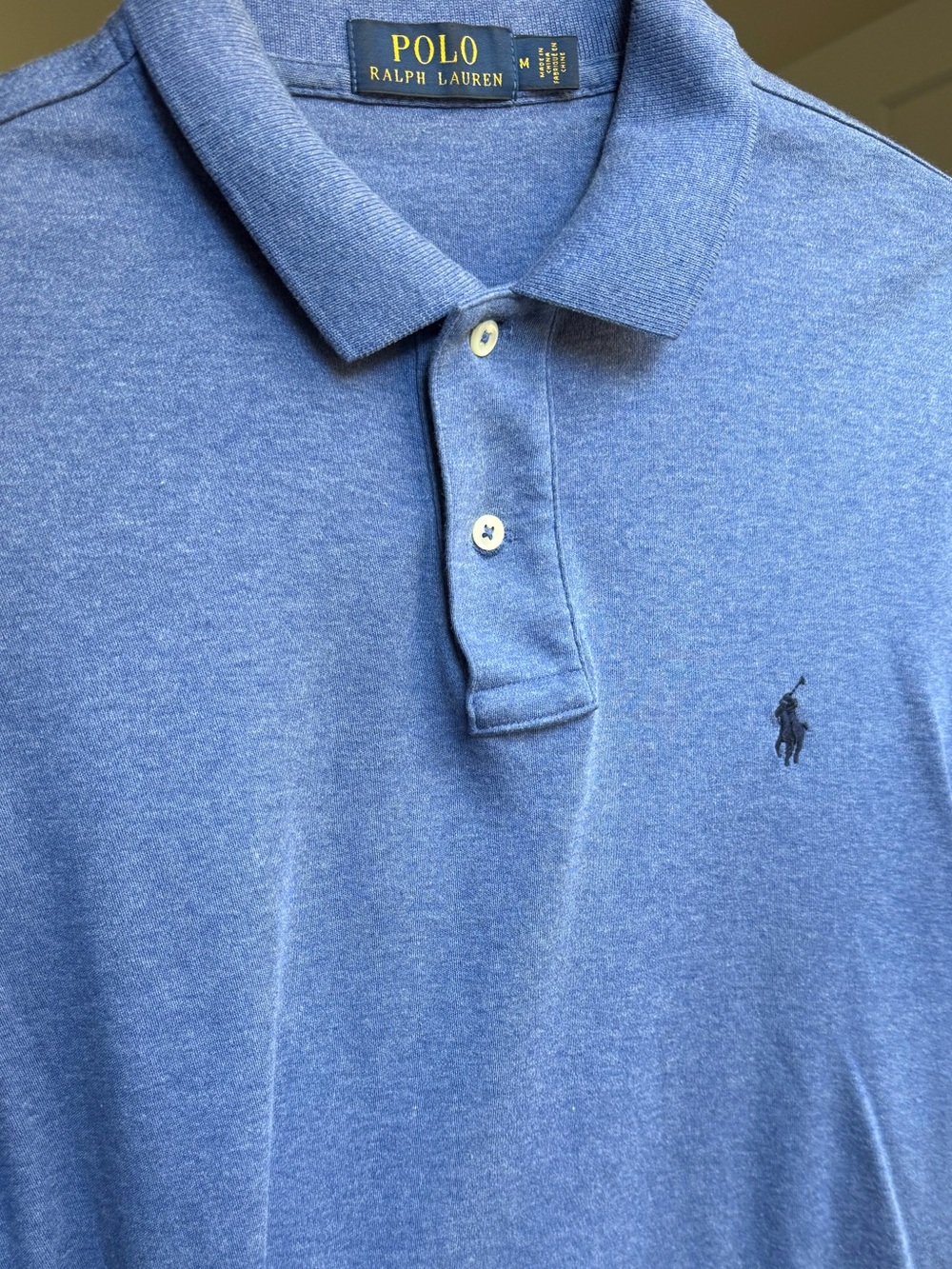 Polo by Ralph Lauren Heathered Light Blue Cotton Polo with Embroidered Pony